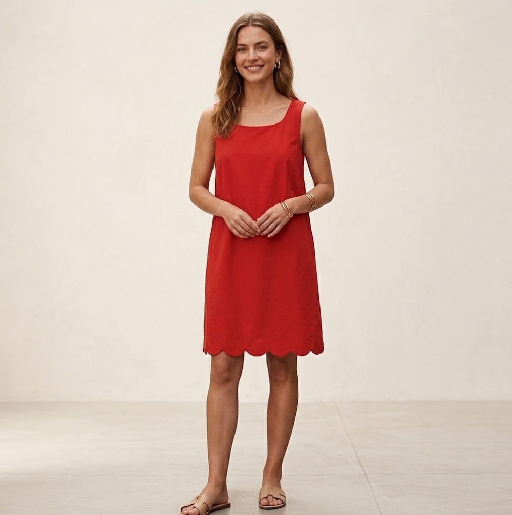 Kate Spade x Target Red Scalloped Hem Shift Dress XL NWT Sleeveless